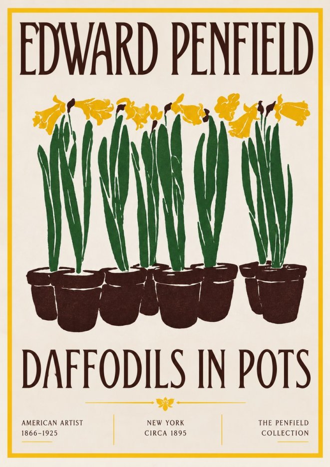 Edward Penfield Daffodils in Pots No3 - Plakát