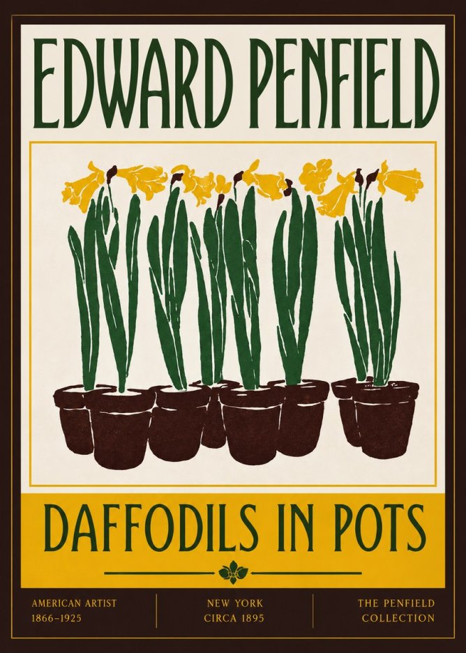 Edward Penfield Daffodils in Pots No4 - Plakát