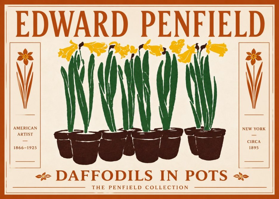 Edward Penfield Daffodils in Pots No5 - Plakát
