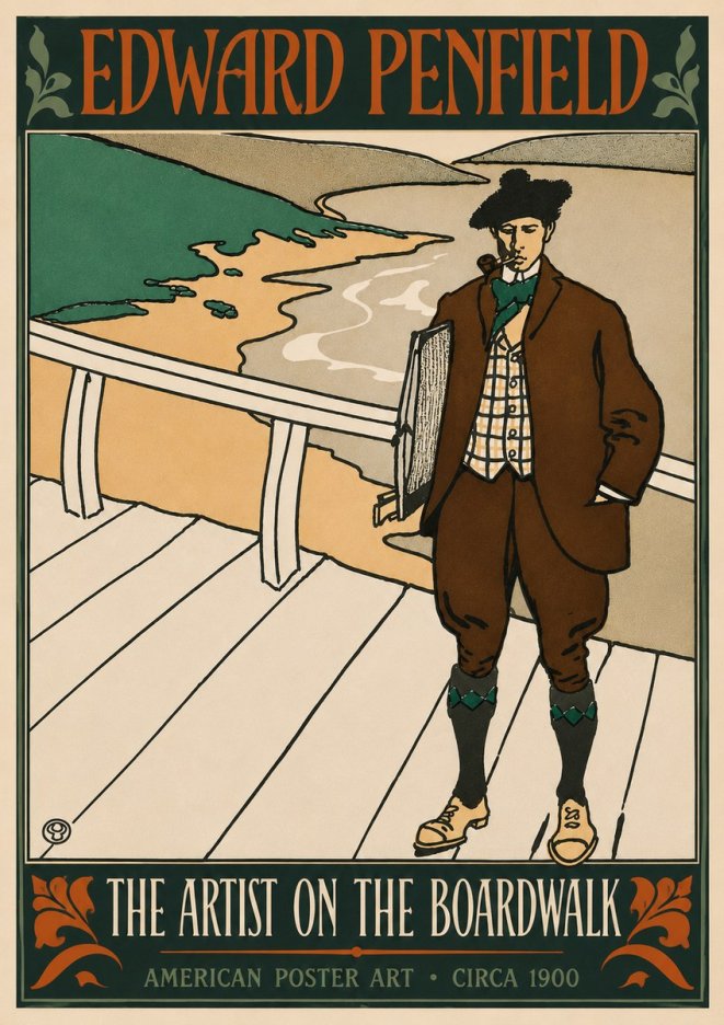 Edward Penfield The Artist on the Boardwalk No4 - Plakát