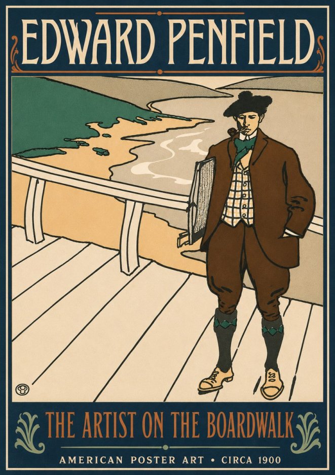Edward Penfield The Artist on the Boardwalk No5 - Plakát