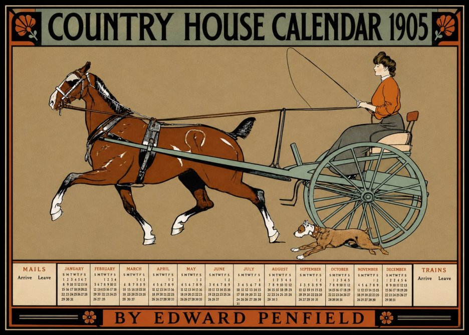 Edward Penfield Country House Calendar 1905 No3 - Plakát