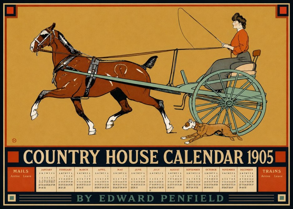 Edward Penfield Country House Calendar 1905 No4 - Plakát