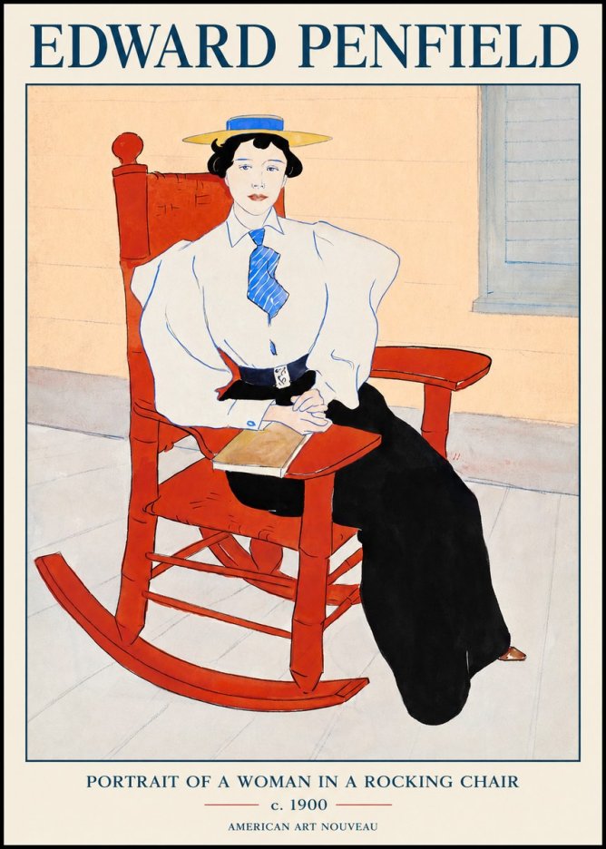 Edward Penfield Portrait of a Woman in a Rocking Chair No1 - Plakát