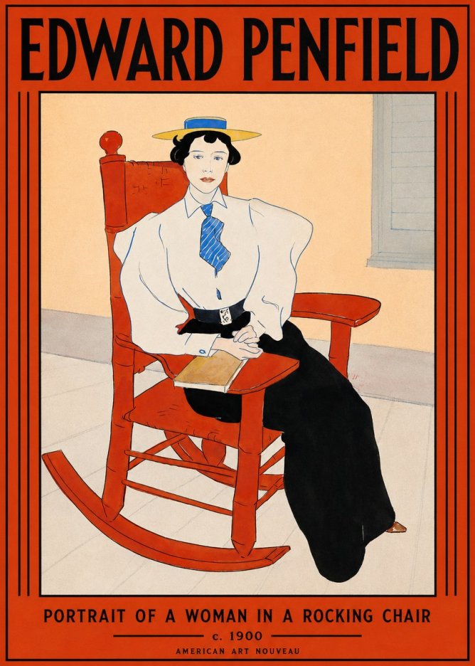 Edward Penfield Portrait of a Woman in a Rocking Chair No2 - Plakát