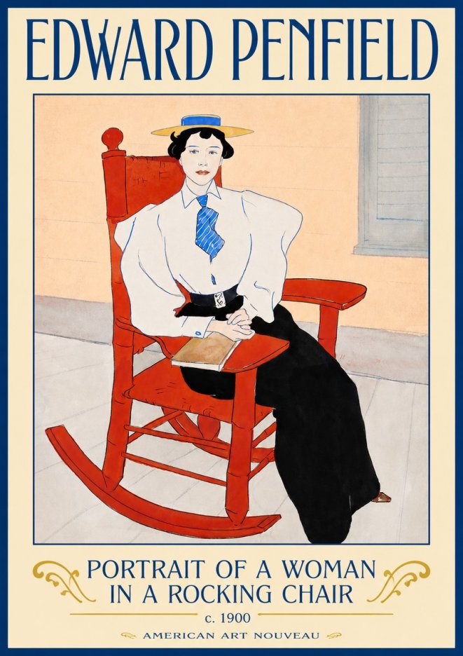 Edward Penfield Portrait of a Woman in a Rocking Chair No3 - Plakát