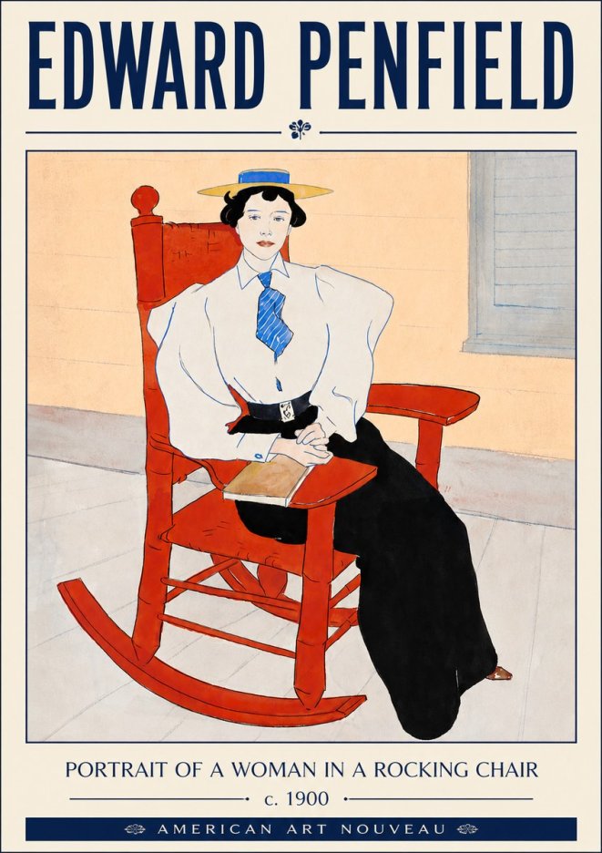 Edward Penfield Portrait of a Woman in a Rocking Chair No4 - Plakát