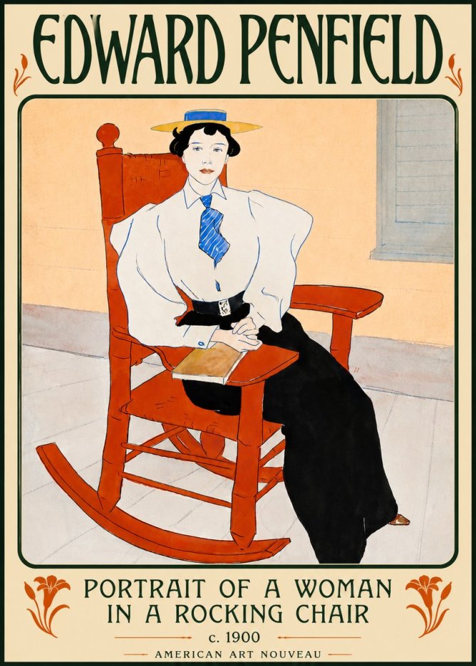 Edward Penfield Portrait of a Woman in a Rocking Chair No5 - Plakát