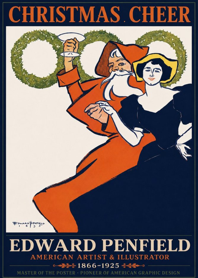 Edward Penfield Christmas. Cheer No1 - Plakát