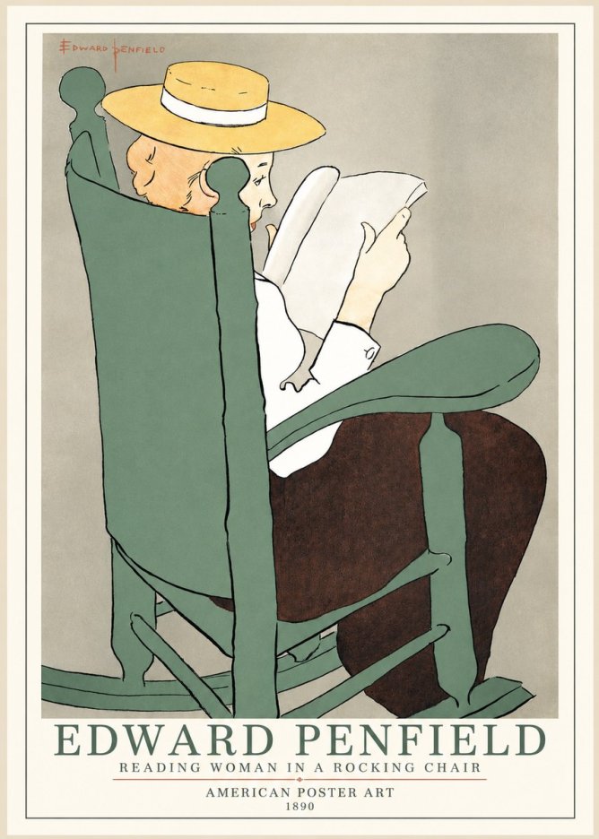 Edward Penfield Reading Woman in a Rocking Chair No1 - Plakát