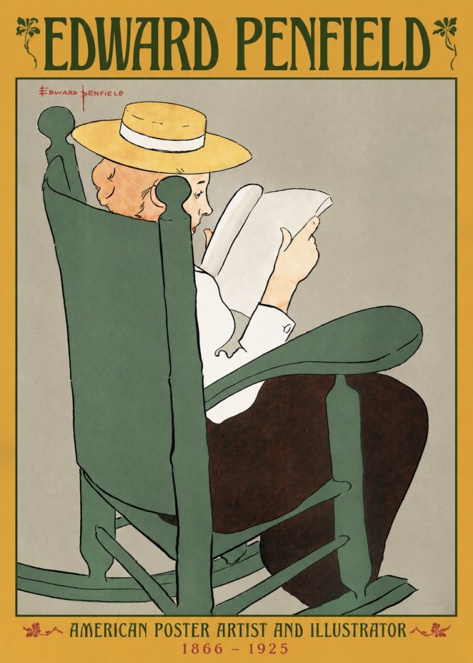 Edward Penfield Reading Woman in a Rocking Chair No3 - Plakát