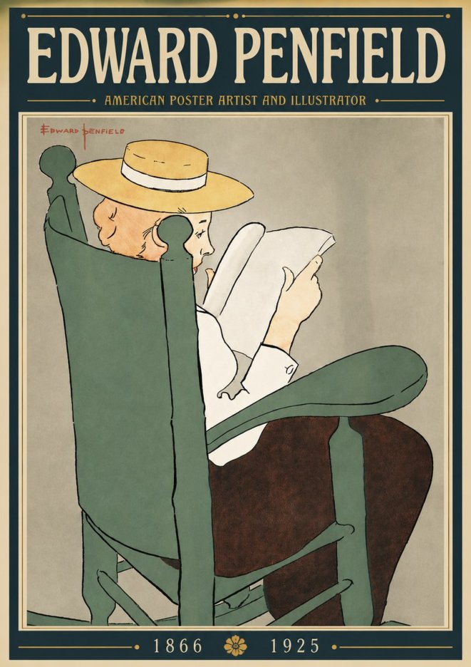 Edward Penfield Reading Woman in a Rocking Chair No4 - Plakát