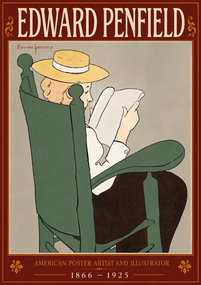 Edward Penfield Reading Woman in a Rocking Chair No6 - Plakát