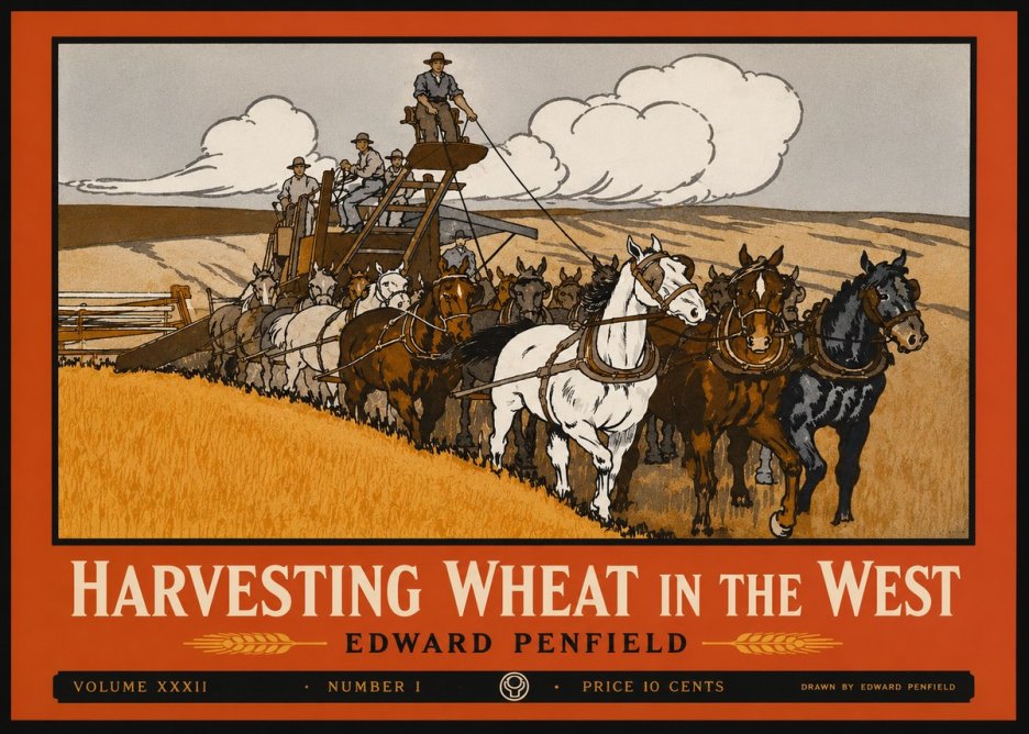 Edward Penfield Harvesting Wheat in the West No2 - Plakát