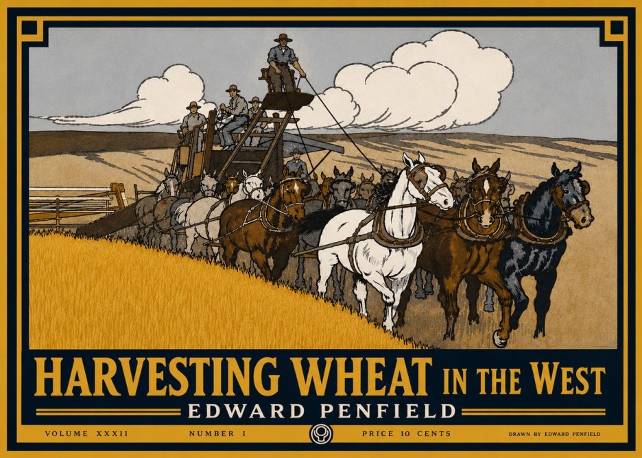 Edward Penfield Harvesting Wheat in the West No5 - Plakát