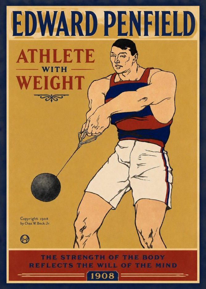 Edward Penfield Athlete with Weight No3 - Plakát
