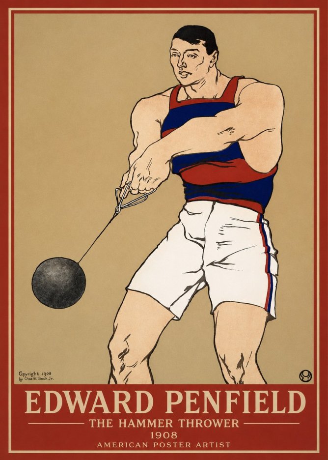 Edward Penfield Athlete with Weight No4 - Plakát