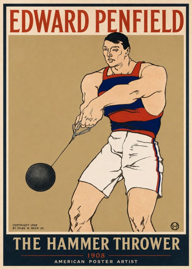 Edward Penfield Athlete with Weight No6 - Plakát
