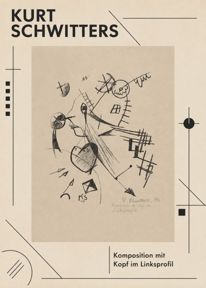 Kurt Schwitters Komposition Mit Kopf Im Linksprofil No1 - Plakát