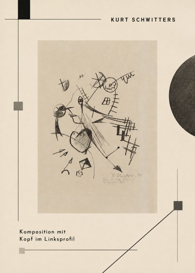 Kurt Schwitters Komposition Mit Kopf Im Linksprofil No2 - Plakát