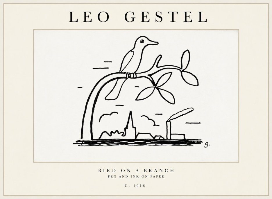 Leo Gestel Bird on a Branch No2 - Plakát