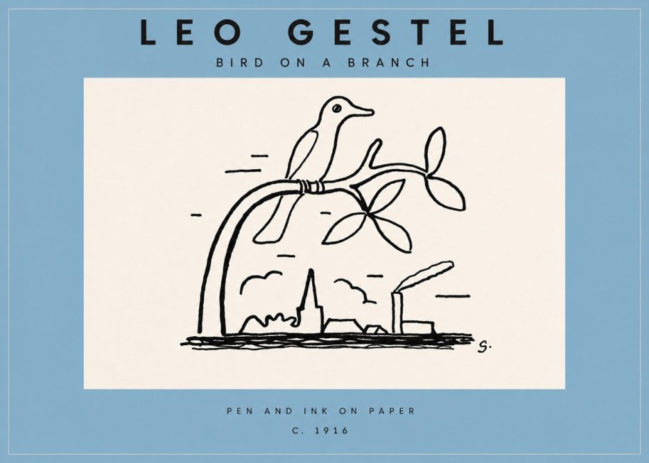 Leo Gestel Bird on a Branch No3 - Plakát