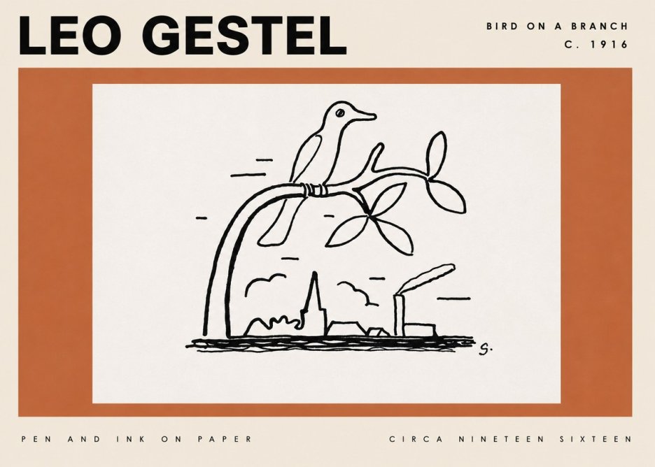 Leo Gestel Bird on a Branch No4 - Plakát
