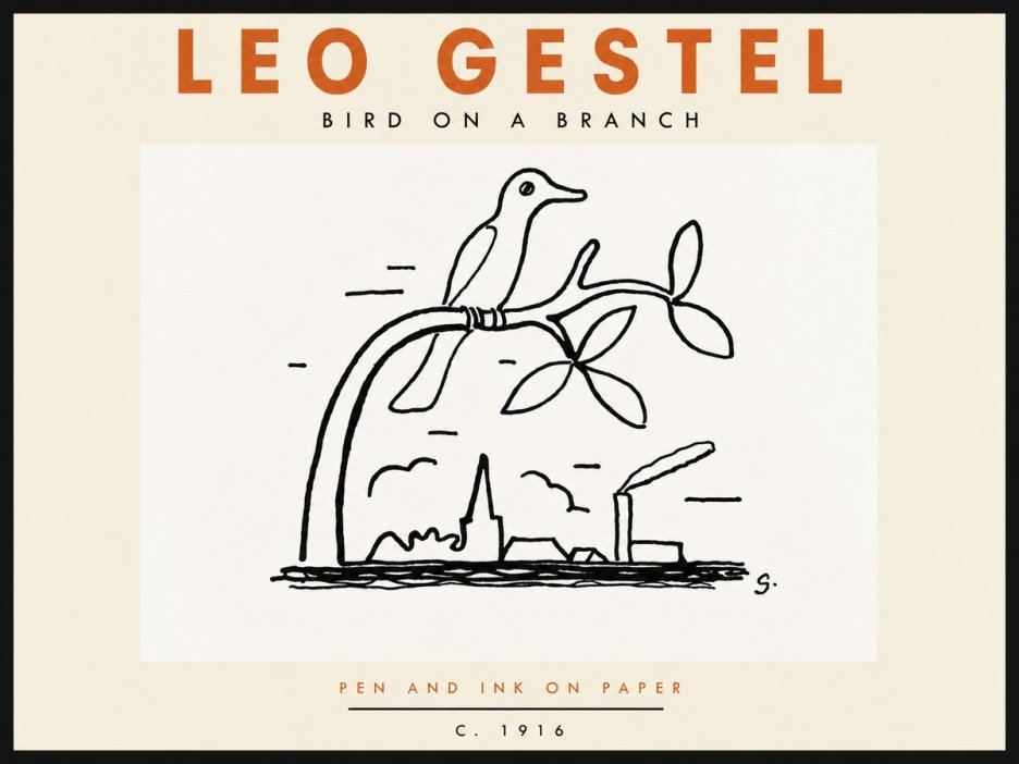 Leo Gestel Bird on a Branch No6 - Plakát