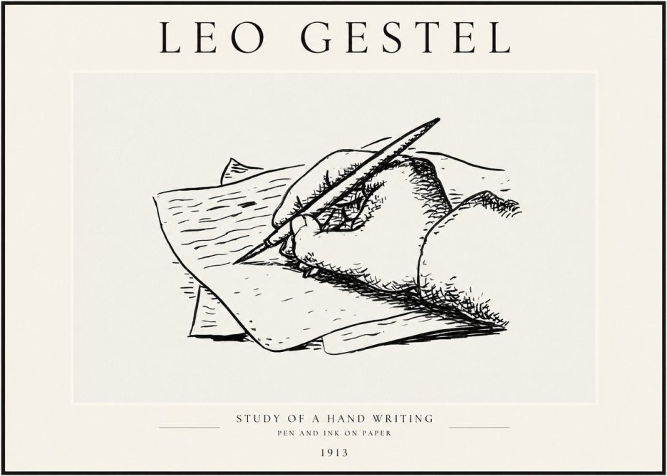 Leo Gestel Study of a Hand Writing No1 - Plakát