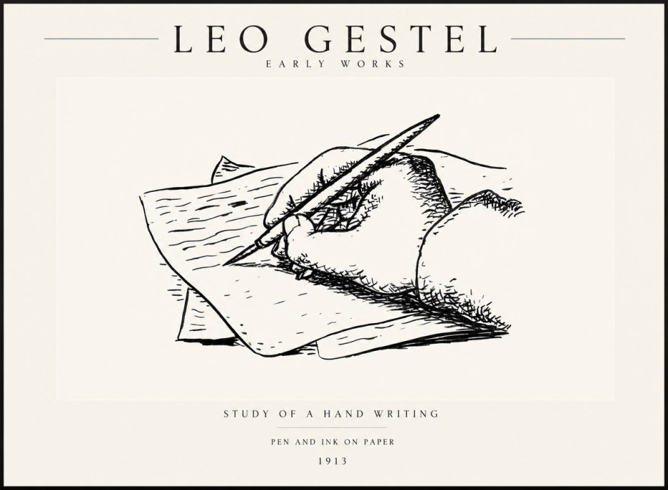 Leo Gestel Study of a Hand Writing No3 - Plakát