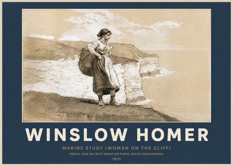 Winslow Homer Marine Study (Woman on the Cliff) No2 - Plakát