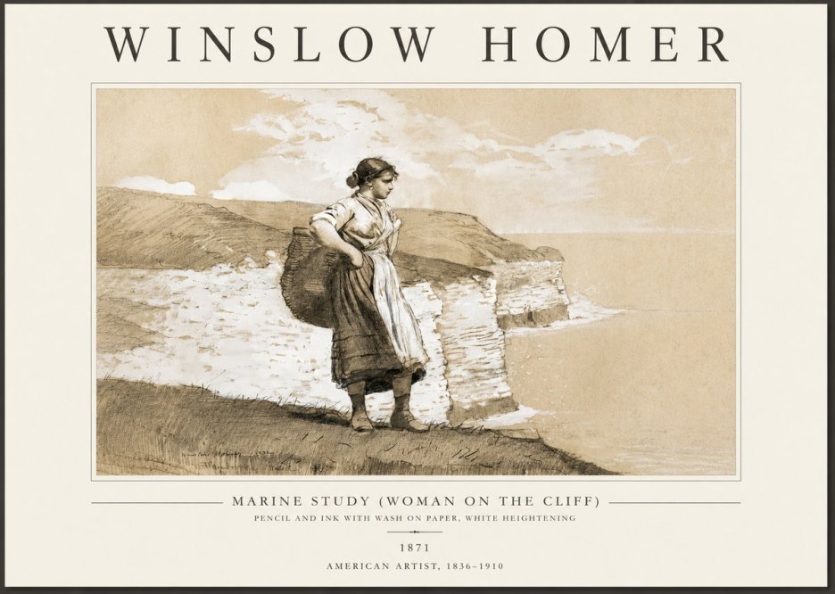Winslow Homer Marine Study (Woman on the Cliff) No3 - Plakát