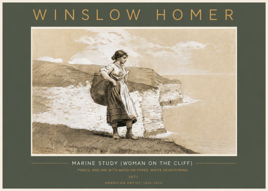 Winslow Homer Marine Study (Woman on the Cliff) No4 - Plakát