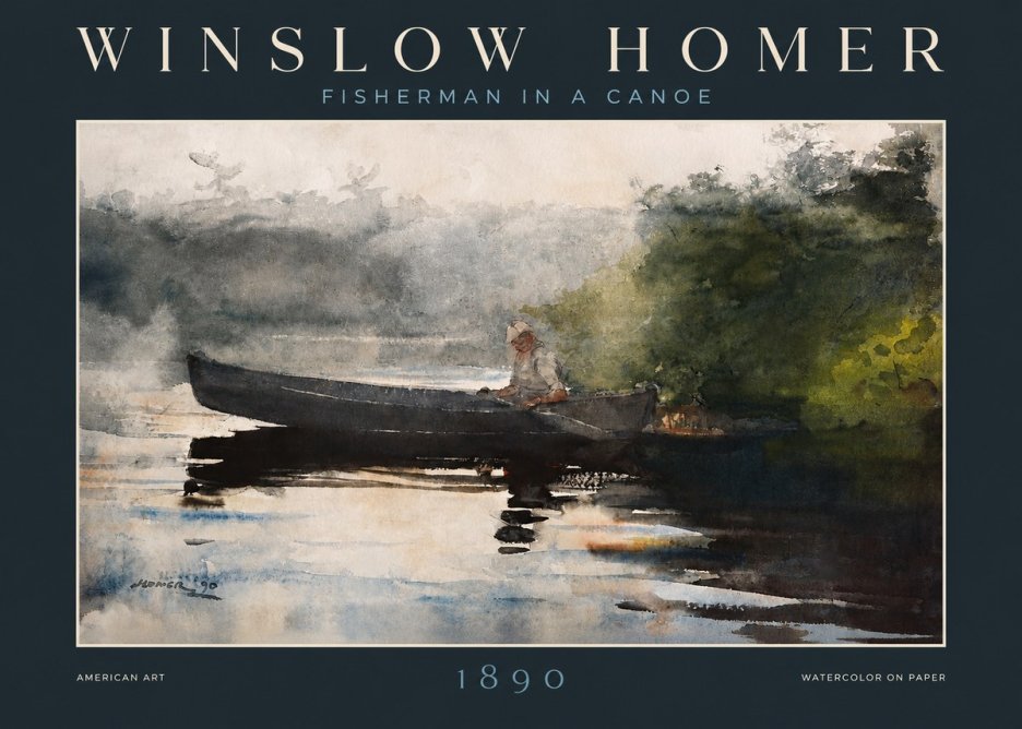 Winslow Homer Fisherman in a Canoe No2 - Plakát