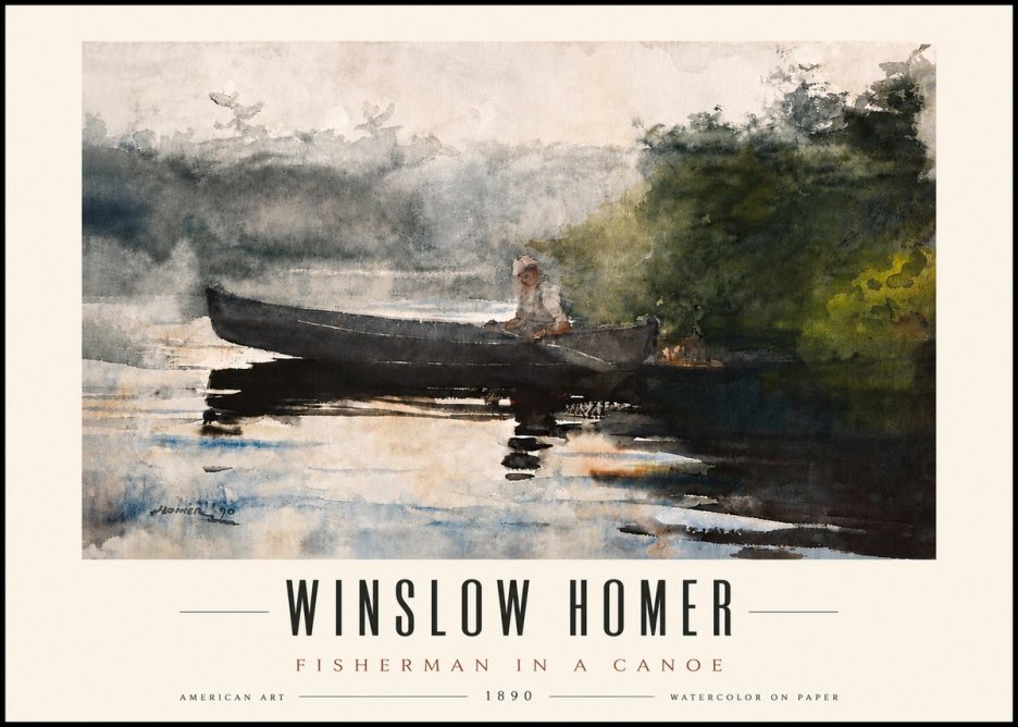 Winslow Homer Fisherman in a Canoe No5 - Plakát
