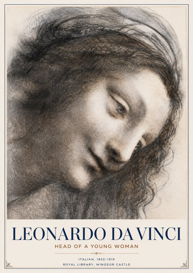 Leonardo da Vinci Head of a Young Woman I No6 - Plakát