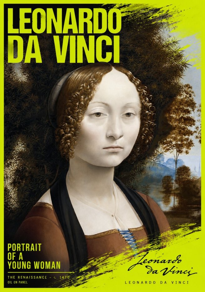 Leonardo da Vinci Portrait of a Young Woman I No2 - Plakát