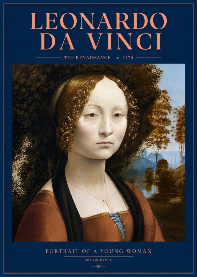 Leonardo da Vinci Portrait of a Young Woman I No3 - Plakát