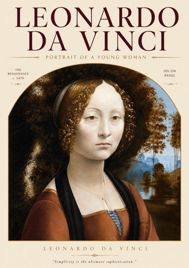Leonardo da Vinci Portrait of a Young Woman I No4 - Plakát