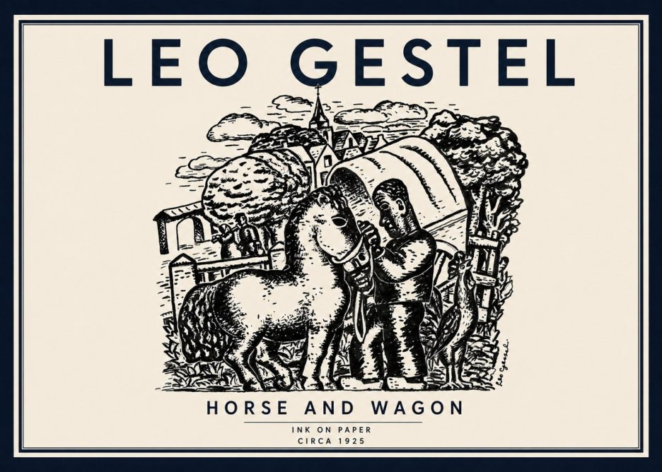 Leo Gestel Horse and Wagon No6 - Plakát