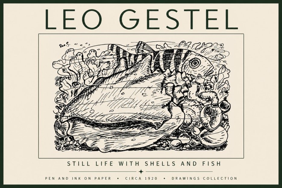 Leo Gestel Still Life with Shells and Fish No5 - Plakát
