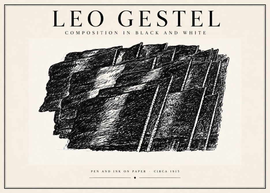 Leo Gestel Composition in Black and White No4 - Plakát