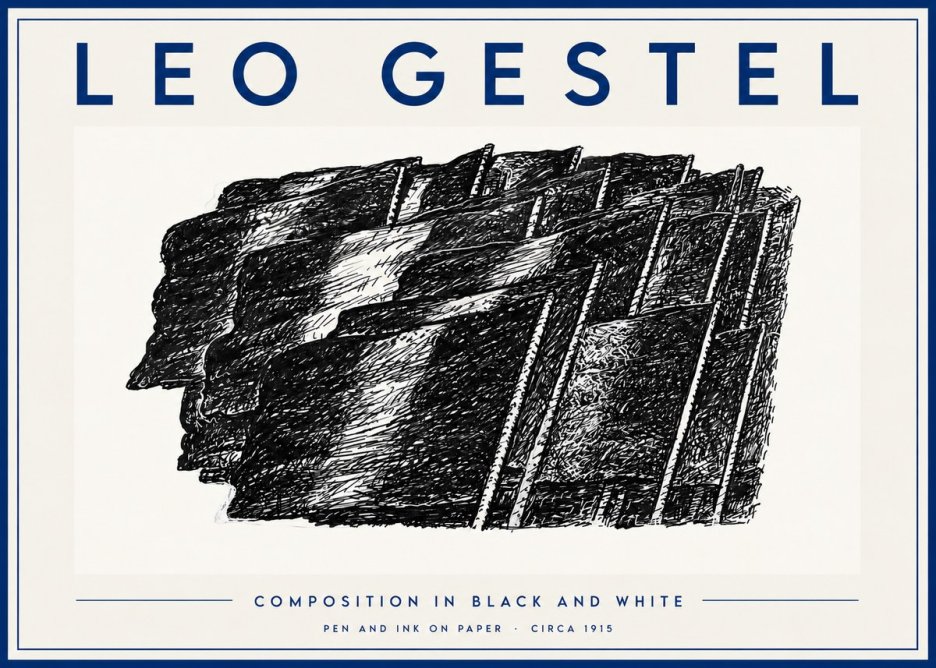 Leo Gestel Composition in Black and White No5 - Plakát
