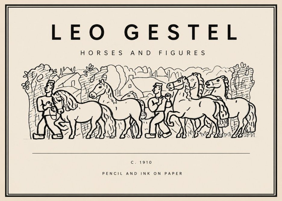 Leo Gestel Horses and Figures No3 - Plakát