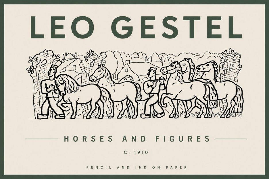 Leo Gestel Horses and Figures No4 - Plakát
