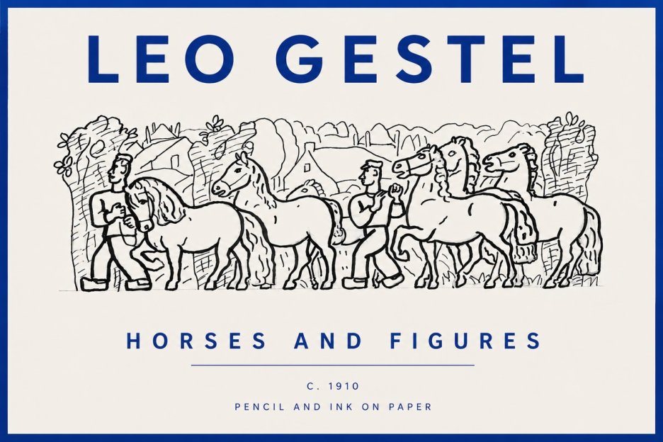 Leo Gestel Horses and Figures No5 - Plakát