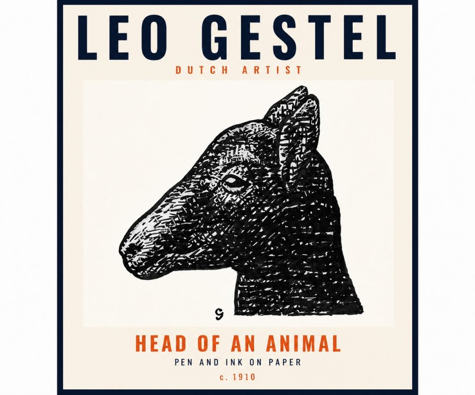 Leo Gestel Head of an Animal No5 - Plakát