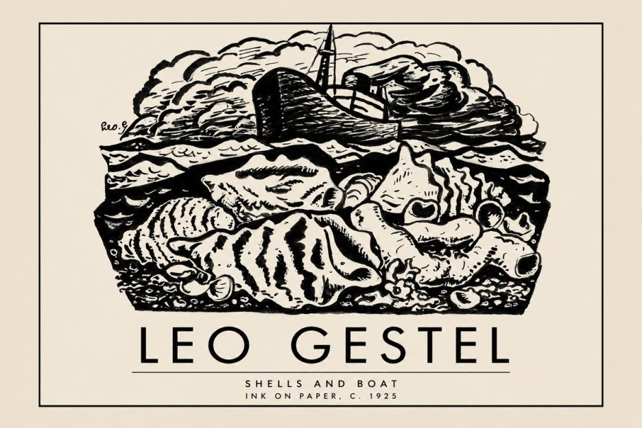 Leo Gestel Shells and Boat No2 - Plakát