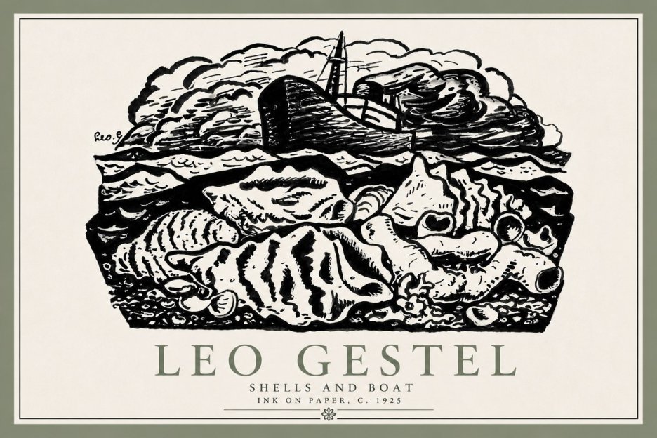 Leo Gestel Shells and Boat No6 - Plakát