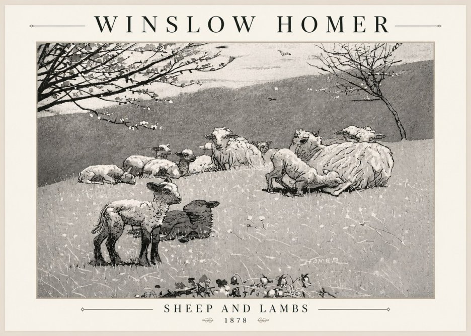 Winslow Homer Sheep and Lambs No5 - Plakát